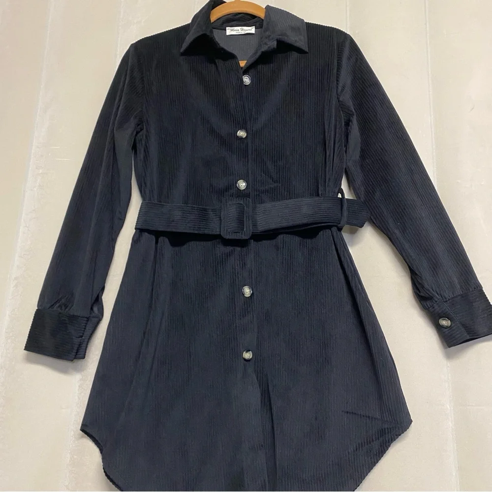 Maia Hemera Women’s Dress Small/Medium Corduroy Belted Designer Quiet Luxury